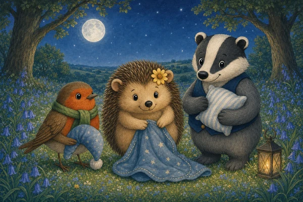 Cover of Daisy's Bedtime Lullaby showing friends at night