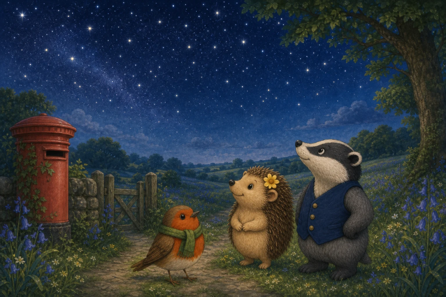 Stars above the country lane